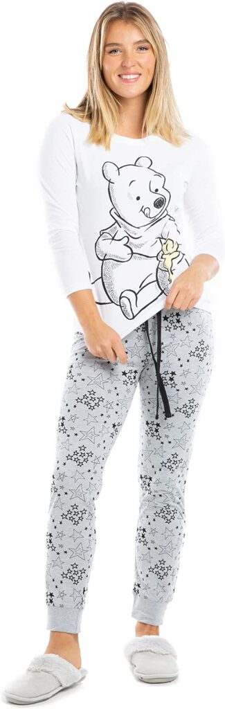Pijama de Winnie the Pooh en blanco y negro para mujer otoño-invierno