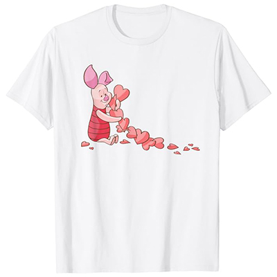 Camiseta de Piglet Blanca Winnie The Pooh de Manga Corta Unisex