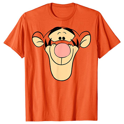 Camiseta Naranja con cara de Tigger Winnie The Pooh de Manga Corta unisex
