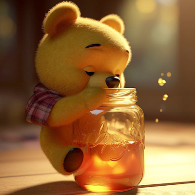 Winnie the Pooh ia con tarro de miel